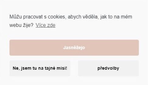 Cookie lišta z webu Petry Dolejšové