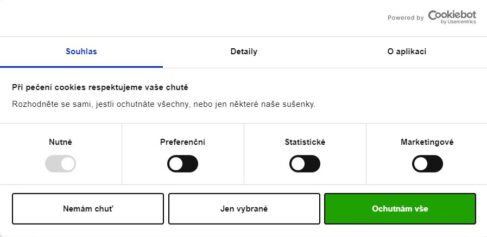 Cookie lišta z webu Taste.cz